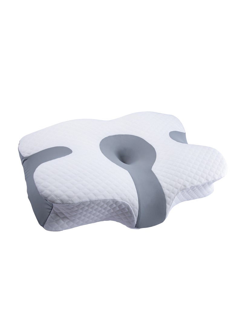 Cervical Memory Foam Pillow / Hypoallergenic / Natural Rebound / Dry & Breathable / Zero Pressure / Washable / Foldable / Reasonable Support / Middle Soft Hardness - White