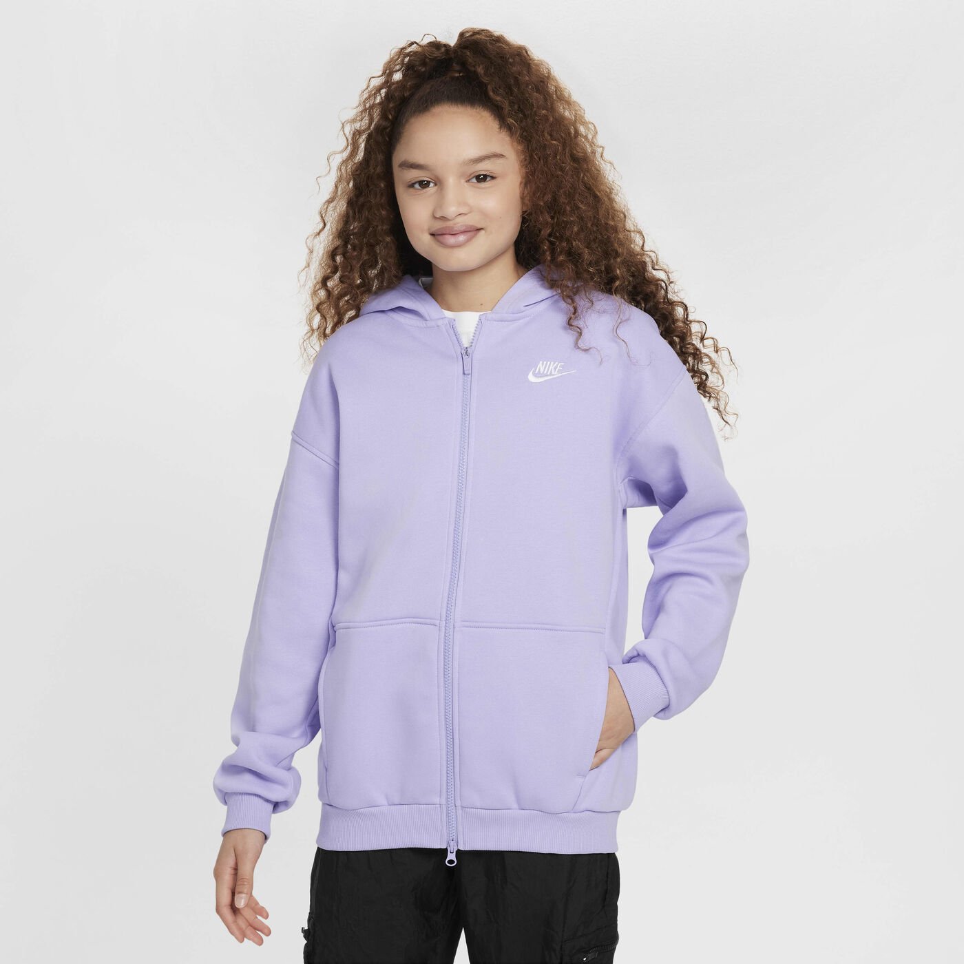 Kids' Sportswear Club Fleece Oversized Full-Zip Hoodie