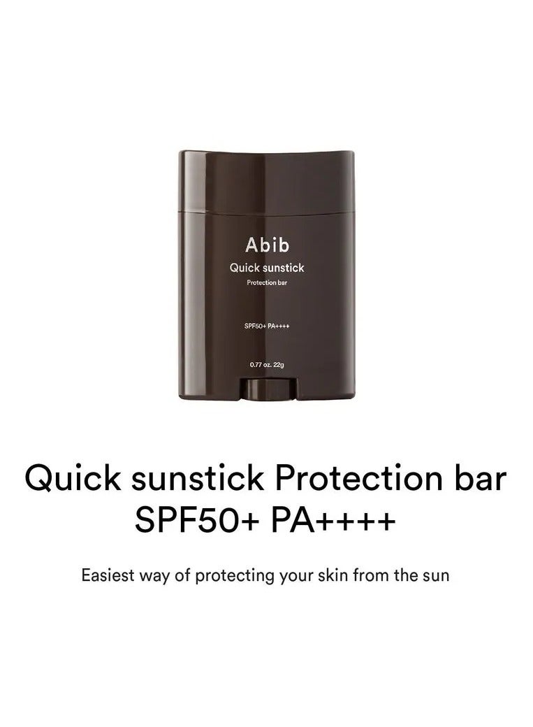 Abib Quick Sunstick Protection Bar SPF50+ 0.77 fl oz/22 g Sun Care, No Whitecast Sunscreen, No Sticky for All Type Skin, Face and Body, Less Stress