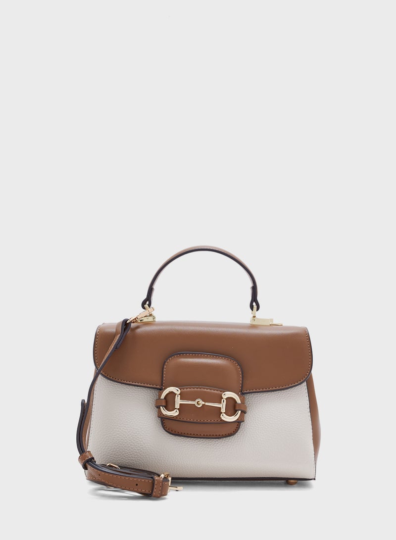 Canvas Satchel Bag With Horse Bit Buckle