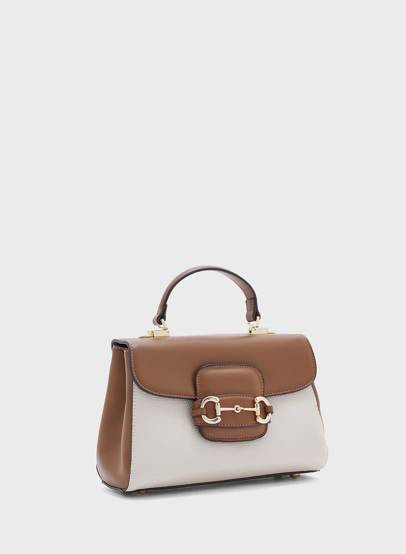 Canvas Satchel Bag With Horse Bit Buckle