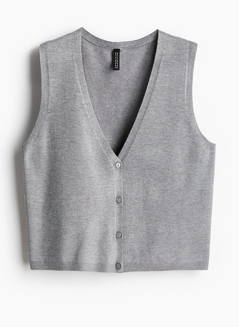 Button-Front Sweater Vest