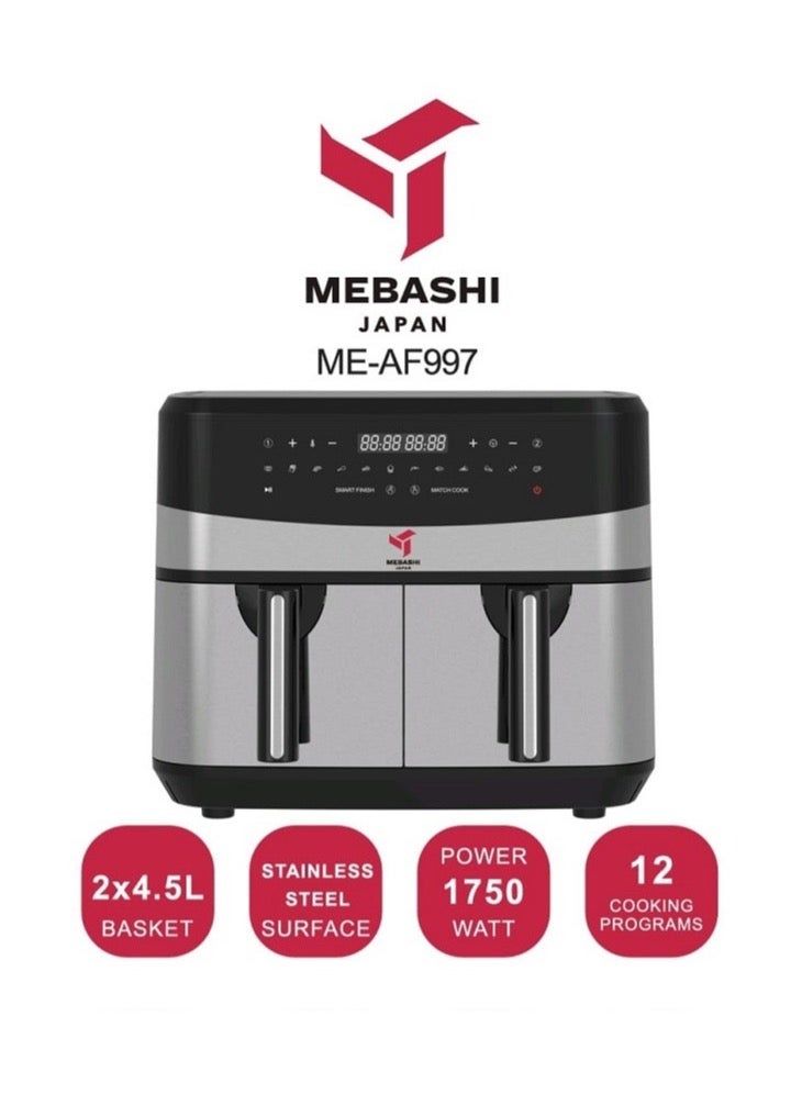 Mebashi Dual Basket Air Fryer 1750W