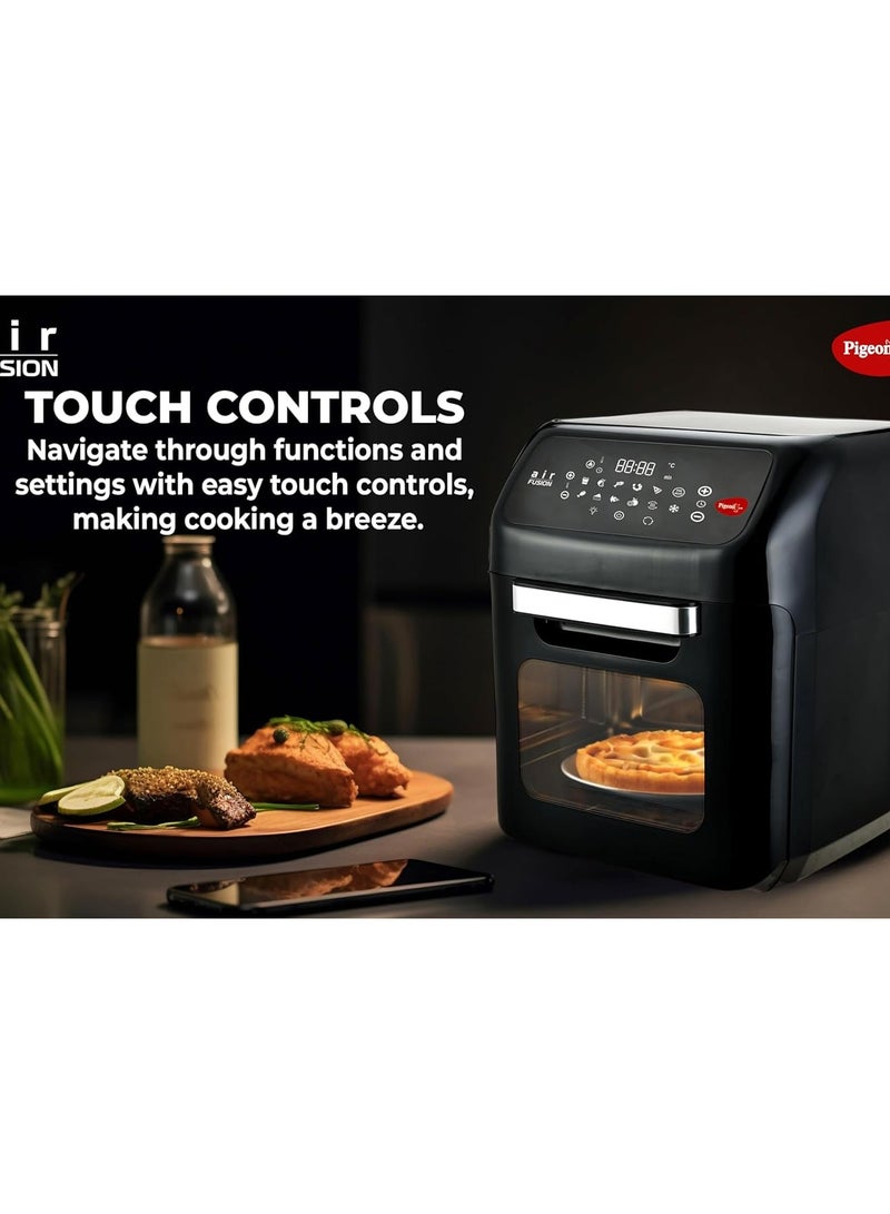 Pigeon by Stovekraft Air Fryer Oven 12L | 1800W | 2-in-1 Appliance - AirfryerOTG | Digital Touchscreen | 9 Preset Menu | Air Fry, Bake, Broil, Toast, Defrost (Black) | With Rotisserie | 7 Accessories