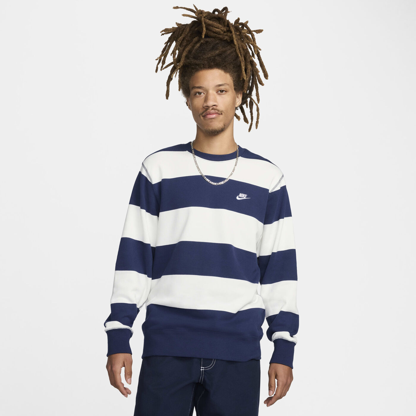 Men's Club Fleece Striped Heavyweight Crew