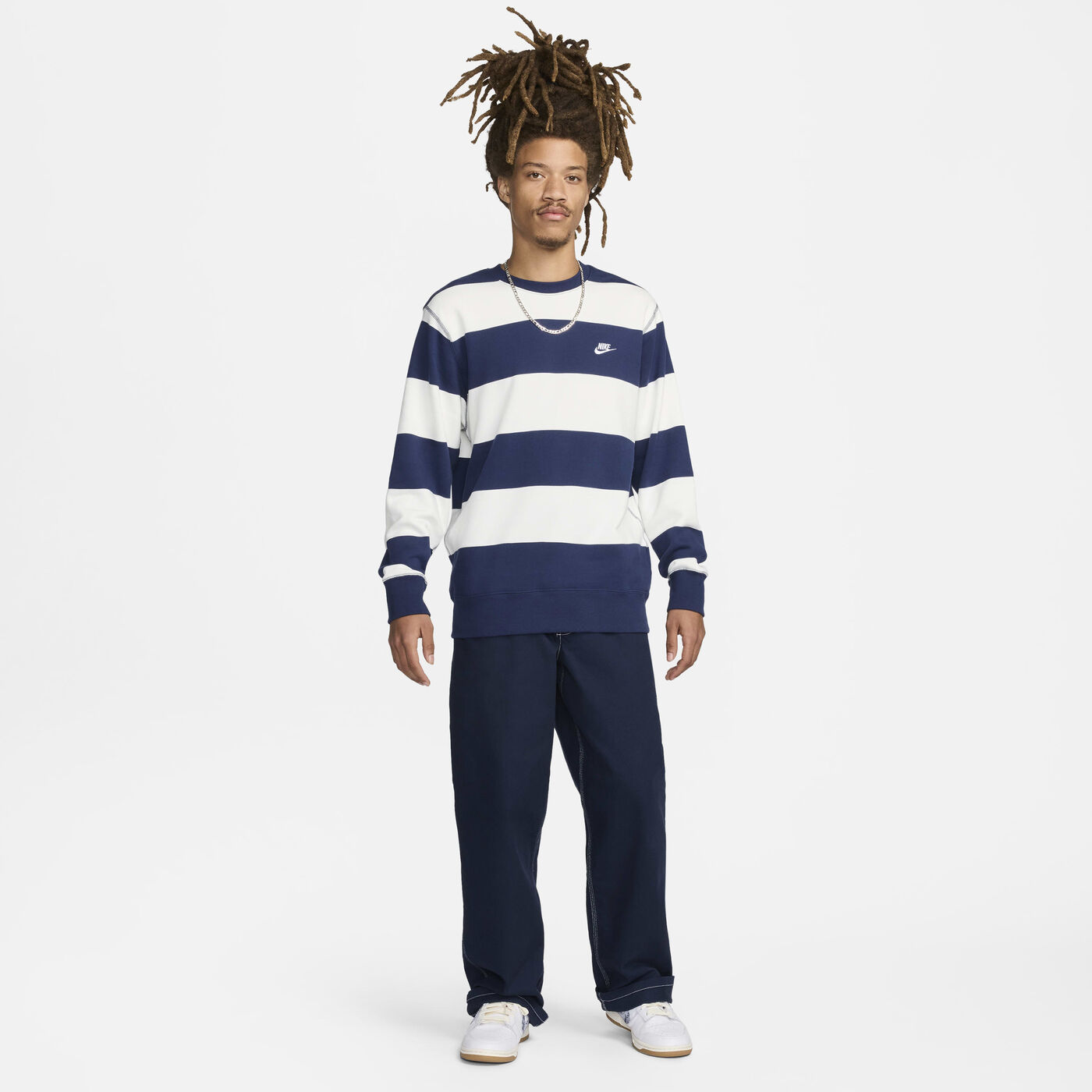 Men's Club Fleece Striped Heavyweight Crew