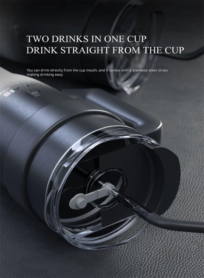 LENYES 1200ml Vacuum Insulated Car Cup with Handle and Straw