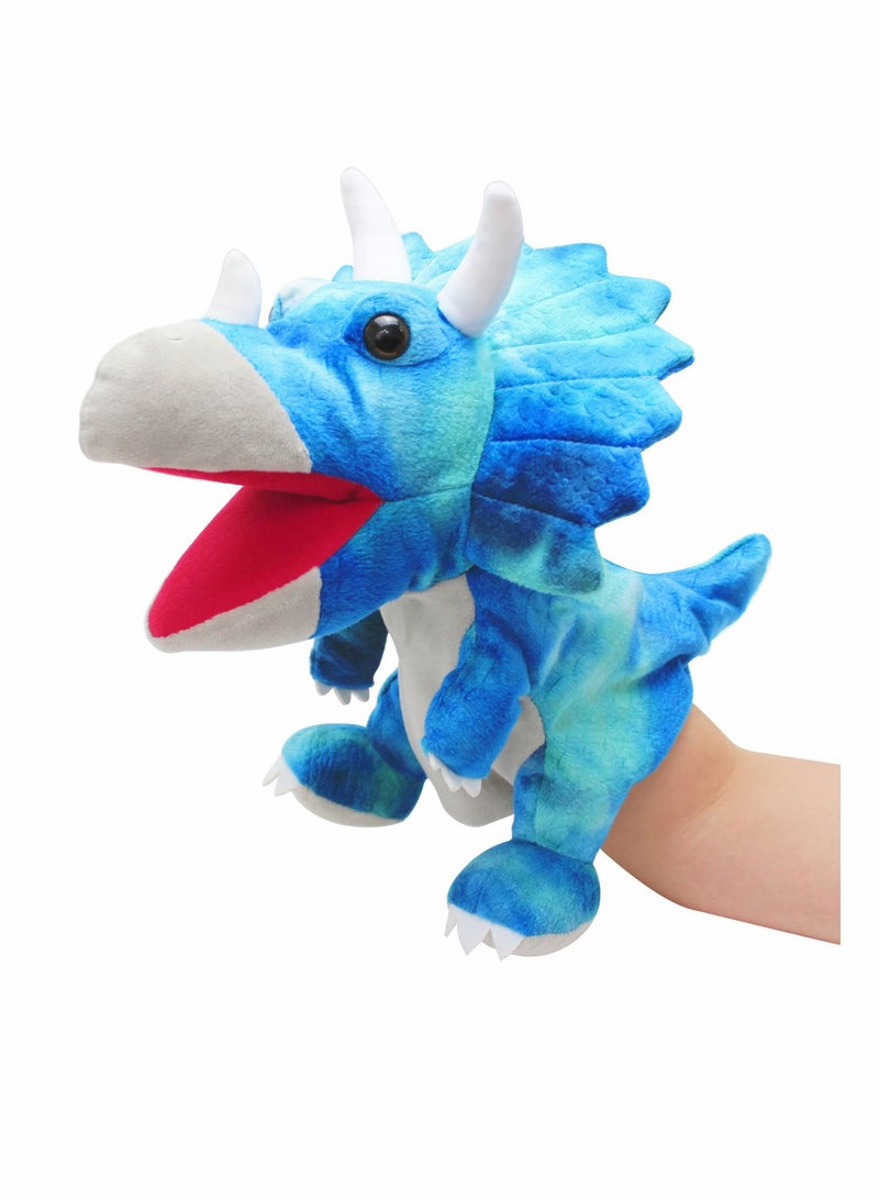 Dinosaur Hand Puppets, Triceratops Jurassic World Stuffed Animal Cute Soft Plush Toy, Open Movable Mouth Finger Gift, Birthday Gifts for Kids, Creative Role Play