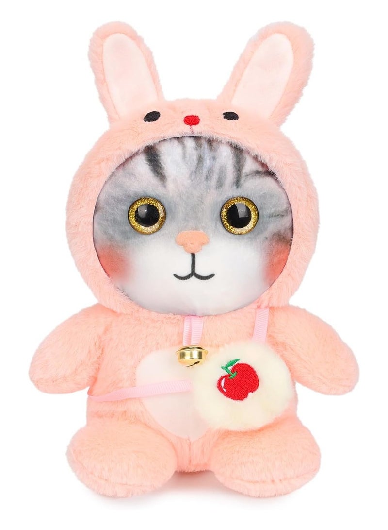 Cat Plush Toy in Penguin Outfit - Soft Cuddly Gift for Boys & Girls, Perfect Birthday Present (Pink)