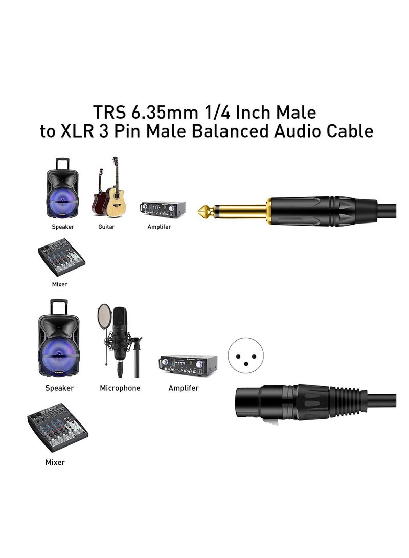 XLR to TS 6.35mm Microphone Cable Mono 6.35mm 1/4