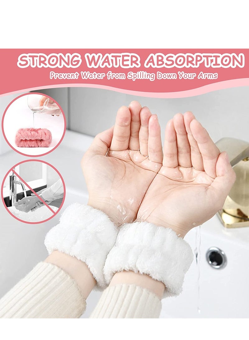 Microfiber Face Wash Wristbands - 8 Pcs Absorbent Spa Towels for Women & Girls, Prevent Water Spilling from Arms