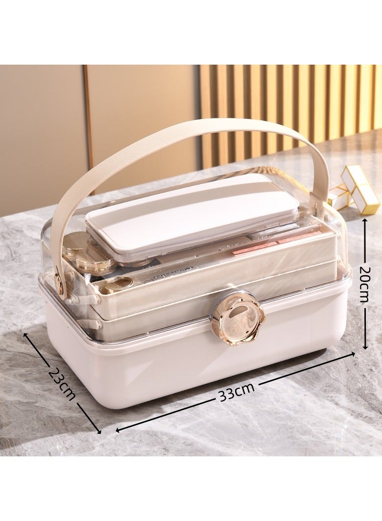 Desktop Makeup Table Storage Box Light Luxury And Advanced Sense Portable Large Capacity Makeup Case Travel Jewelry Storage Box