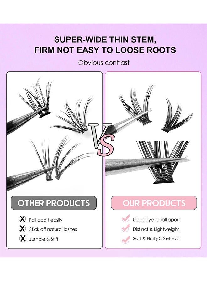 Segmented False Eyelashes Set Single Cluster Natural Large Volume Grafted Eyelashes 10-16MM Personal Eyelash Extensions With Bonding And Sealing Eyelash Glue And Eyelash Extension Tweezers DIY