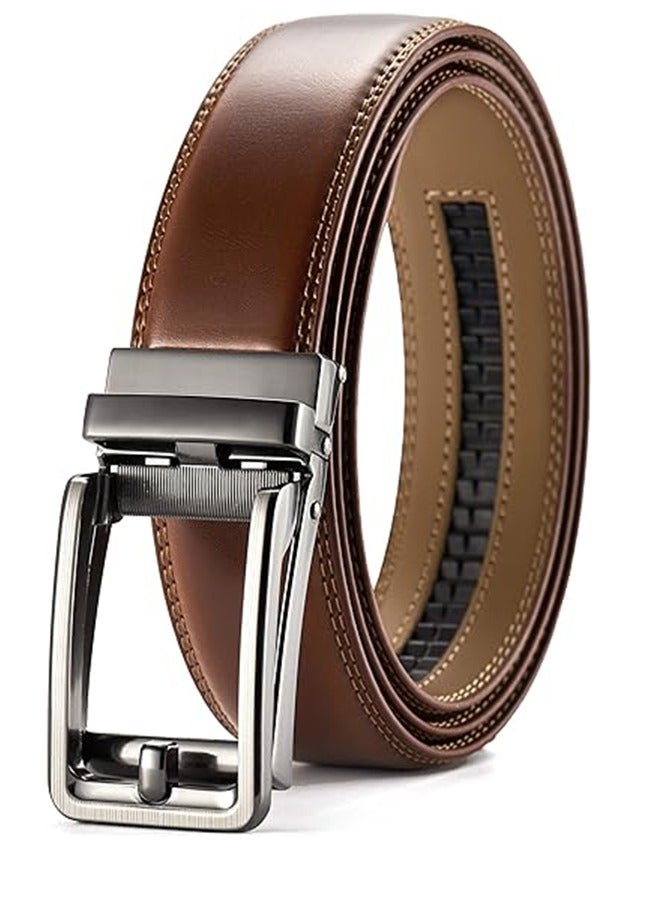 Ratchet Belt - Men's Dress Belt Men's Automatic Buckle Belt New Business Belt (Brown) 35MM Belt Men