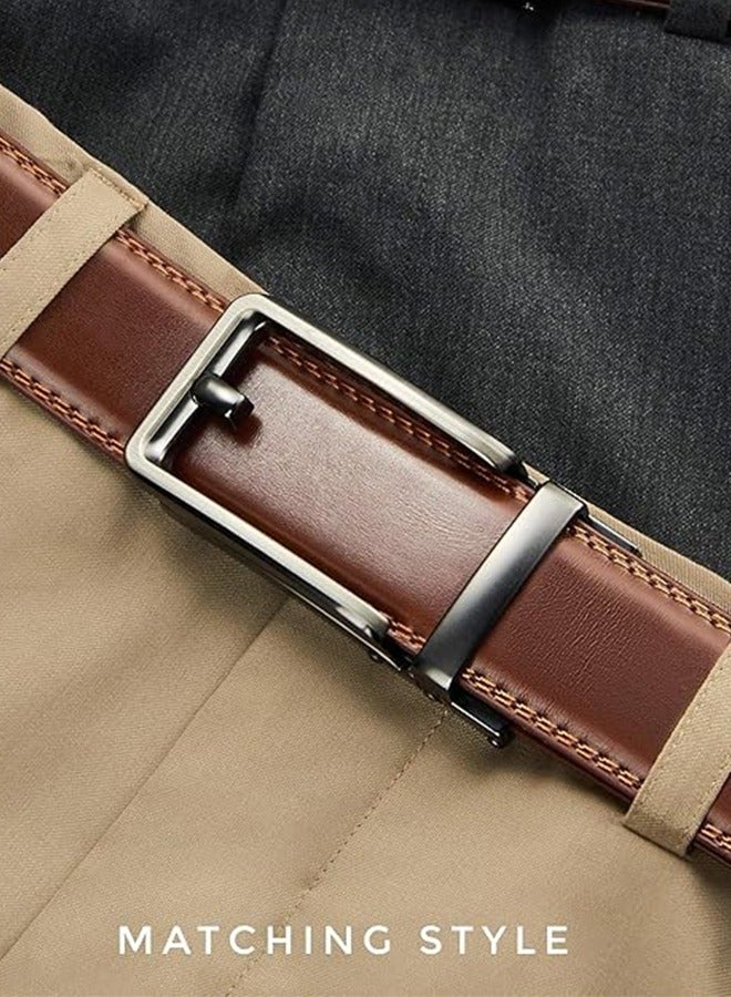 Ratchet Belt - Men's Dress Belt Men's Automatic Buckle Belt New Business Belt (Brown) 35MM Belt Men