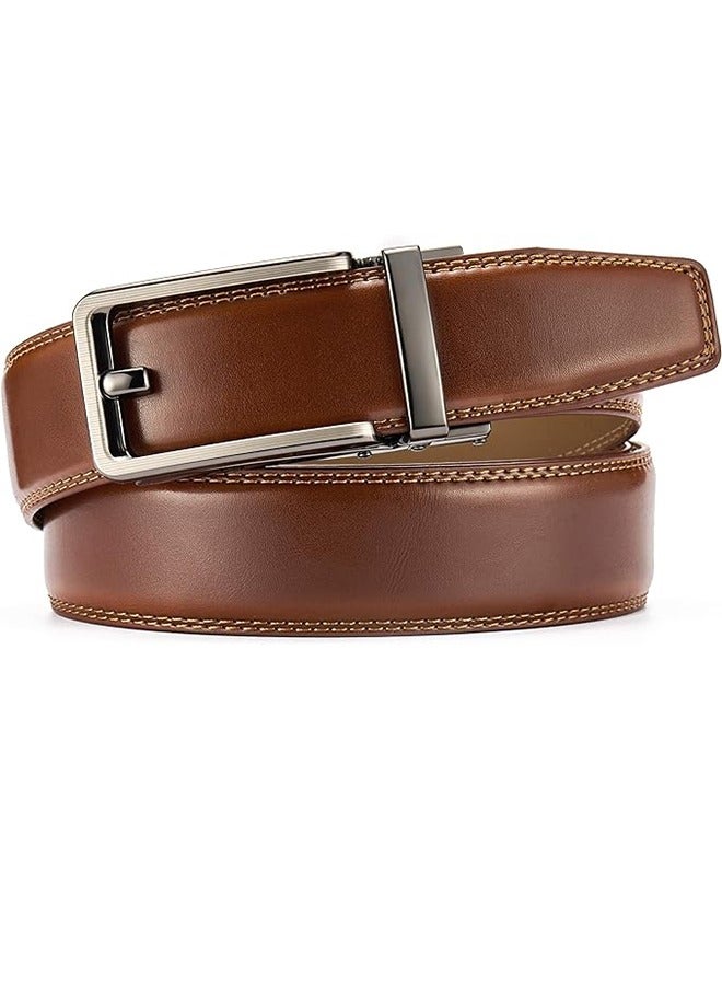 Ratchet Belt - Men's Dress Belt Men's Automatic Buckle Belt New Business Belt (Brown) 35MM Belt Men