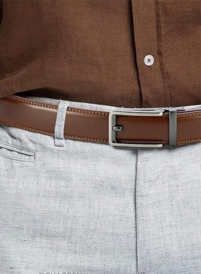 Ratchet Belt - Men's Dress Belt Men's Automatic Buckle Belt New Business Belt (Brown) 35MM Belt Men