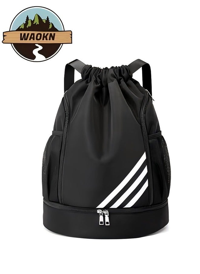 Basketball Backpack, Drawstring Football Backpack With Ball And Shoe Compartments, Men/Women Gym Bag Lightweight Folding Travel Sports Simple Backpack Fitness Outdoor