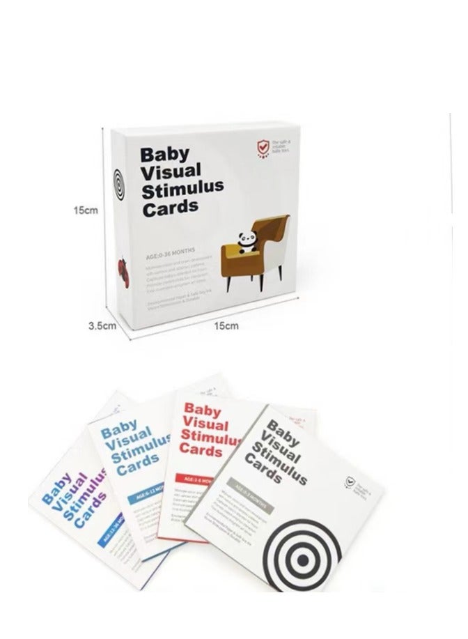 Black and white color infant visual stimulation card, visual stimulation and sensory development, suitable for 0 to 36 months, 64 pictures, toy gift, suitable for travel, 4 sets/box (exquisite box)