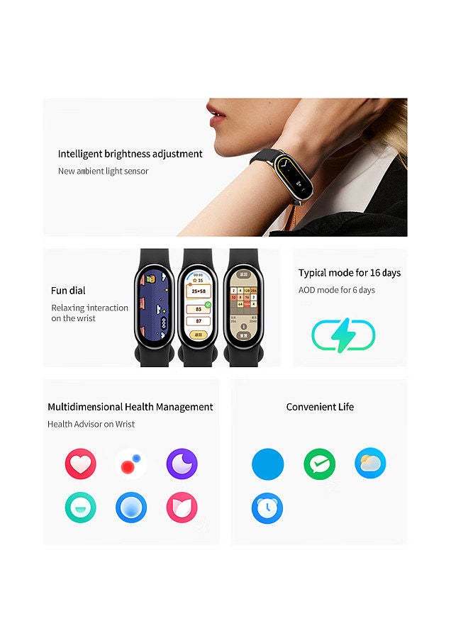 Xiaomi Mi Bracelet 8 Smart Bracelet 1.62inch AMOLED Screen 150 Sport Modes Blood Oxygen Heart Rate Sleep Monitoring