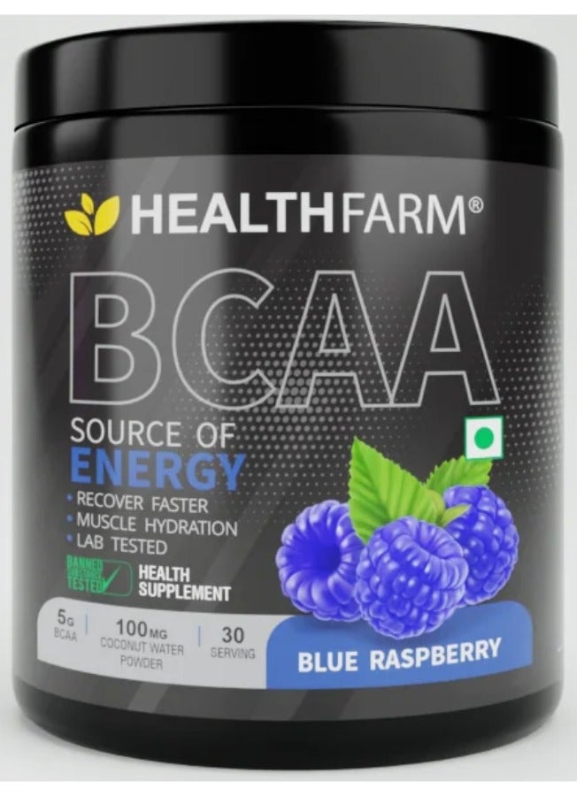 HealthFarm BCAA Supplement + Electrolytes Support Muscle Recovery Blue RaspBerry Flavor 30 Servings