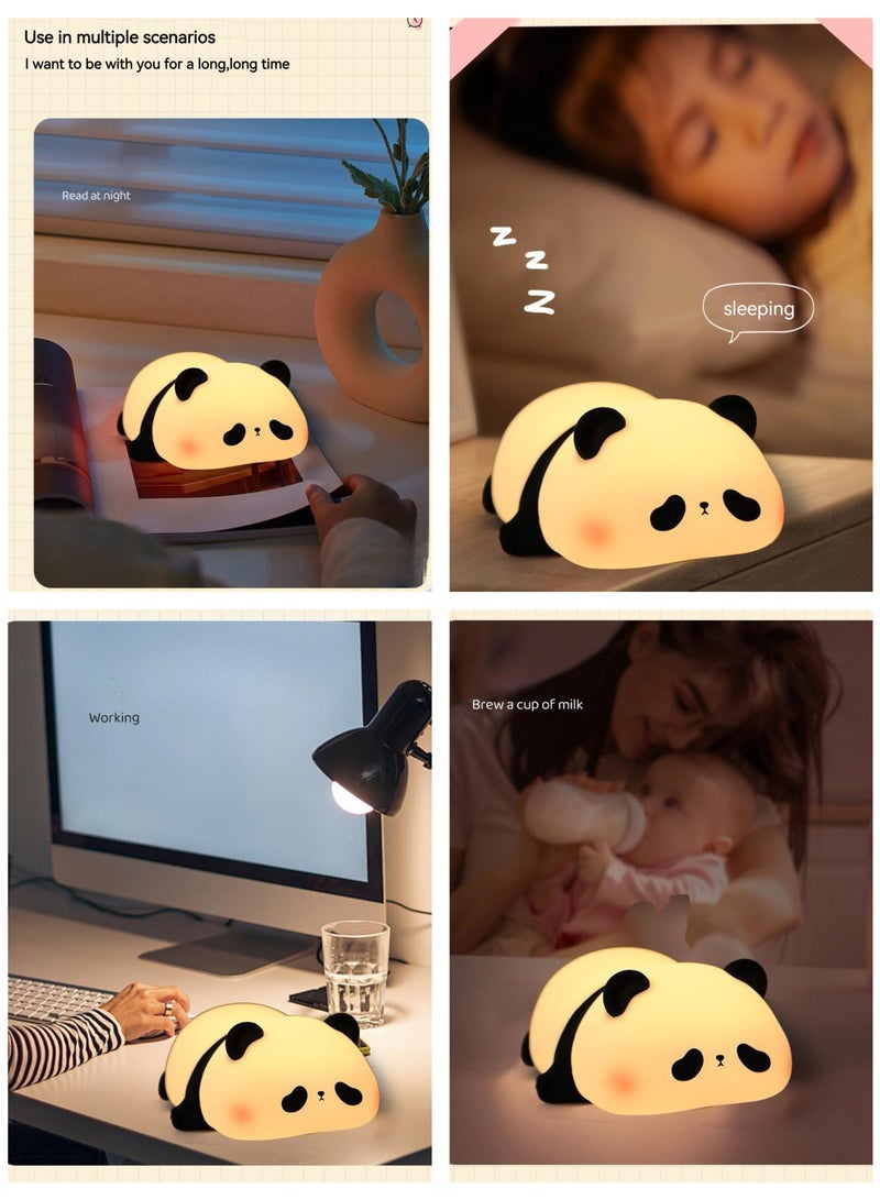 Cute Kids Night Light USB Rechargeable Kids Kindergarten Baby Gift Cute Panda Lamp Touch Color Changing Panda Silicone Night Light Suitable for Children Newborn Room Decoration, Gift，breastfeeding