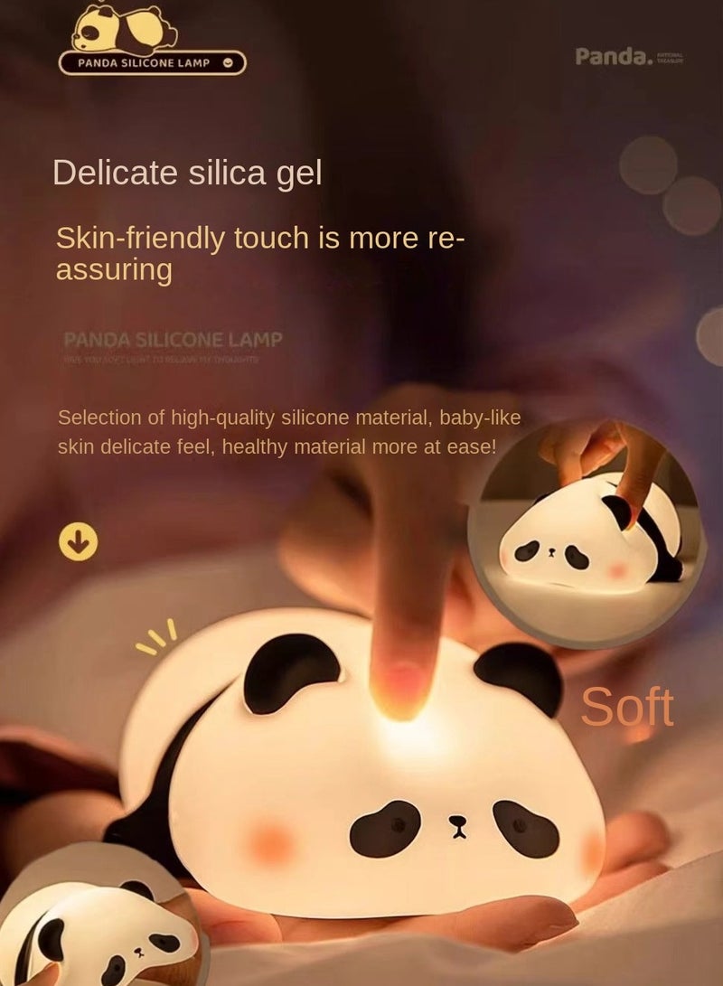 Cute Kids Night Light USB Rechargeable Kids Kindergarten Baby Gift Cute Panda Lamp Touch Color Changing Panda Silicone Night Light Suitable for Children Newborn Room Decoration, Gift，breastfeeding