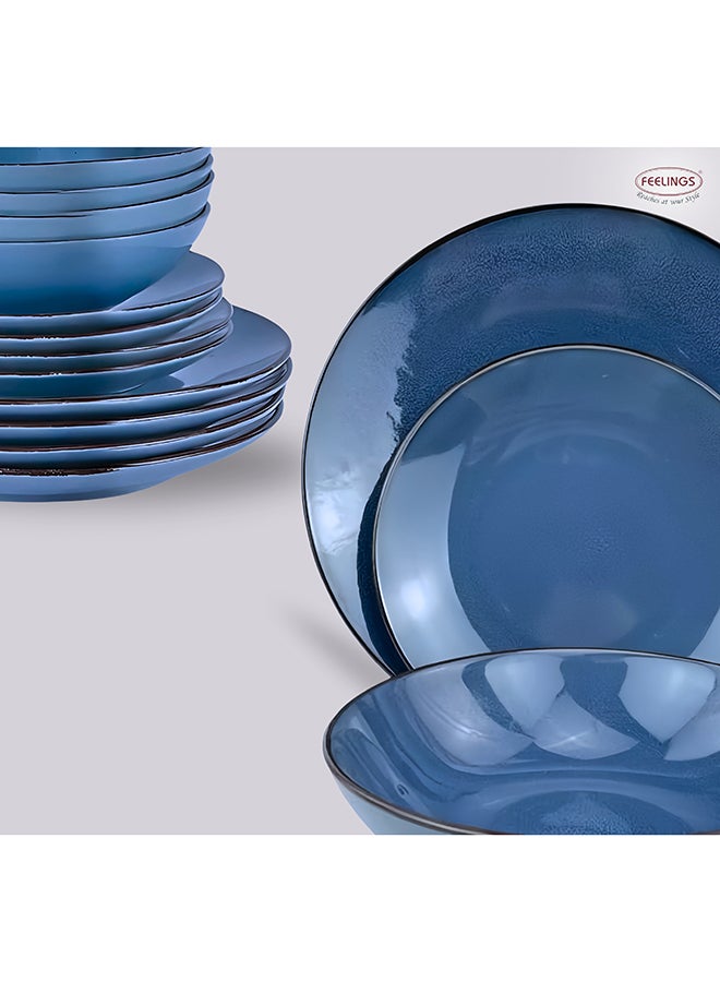 12-Piece Stoneware Cermamic Dinnerware Set Blue