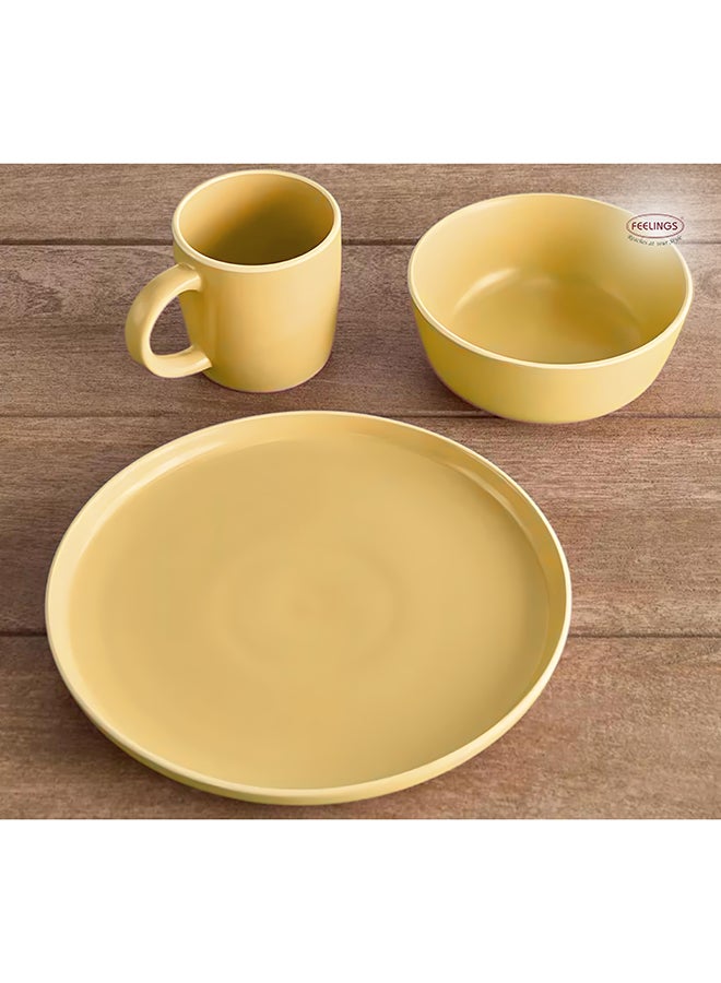 12-Piece Stoneware Cermamic Dinnerware Set Yellow