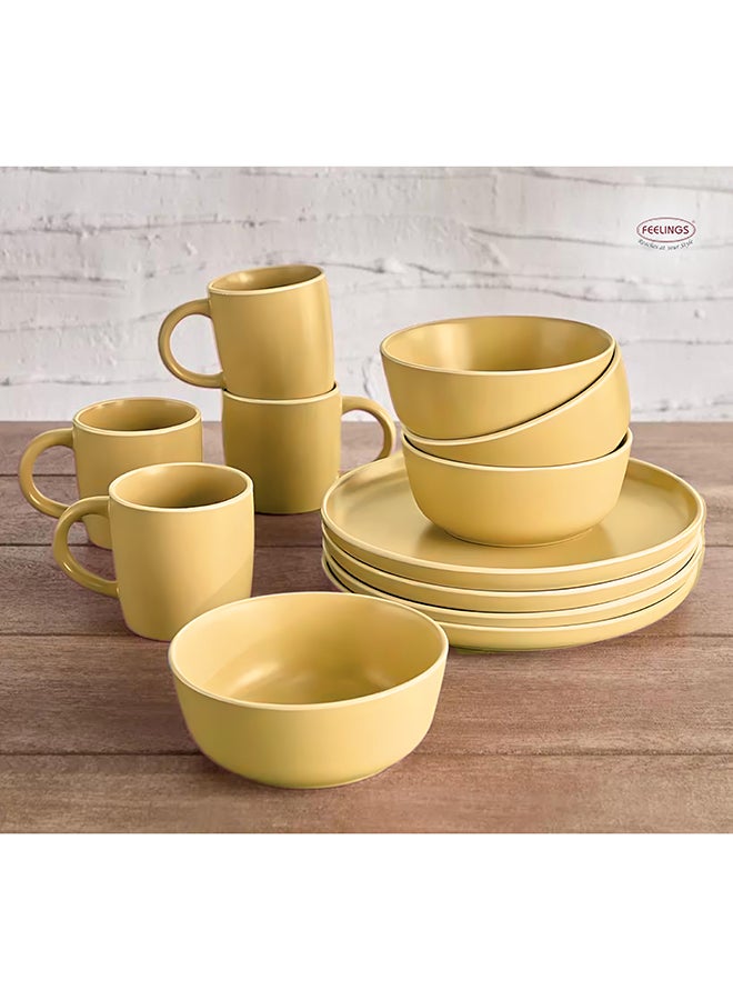 12-Piece Stoneware Cermamic Dinnerware Set Yellow