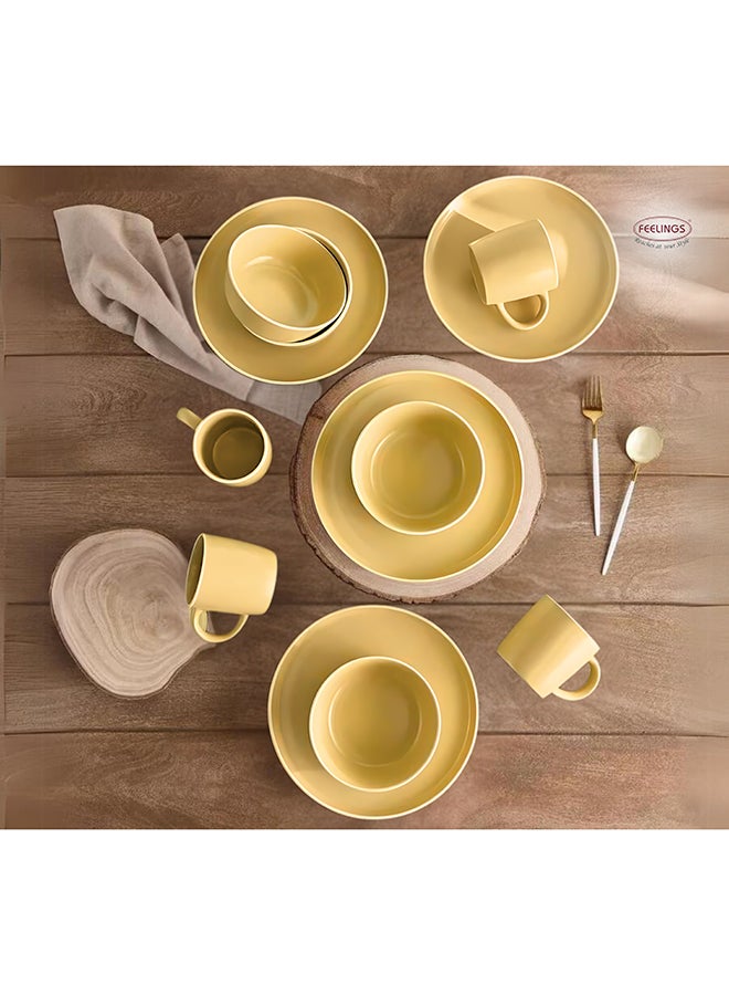 12-Piece Stoneware Cermamic Dinnerware Set Yellow