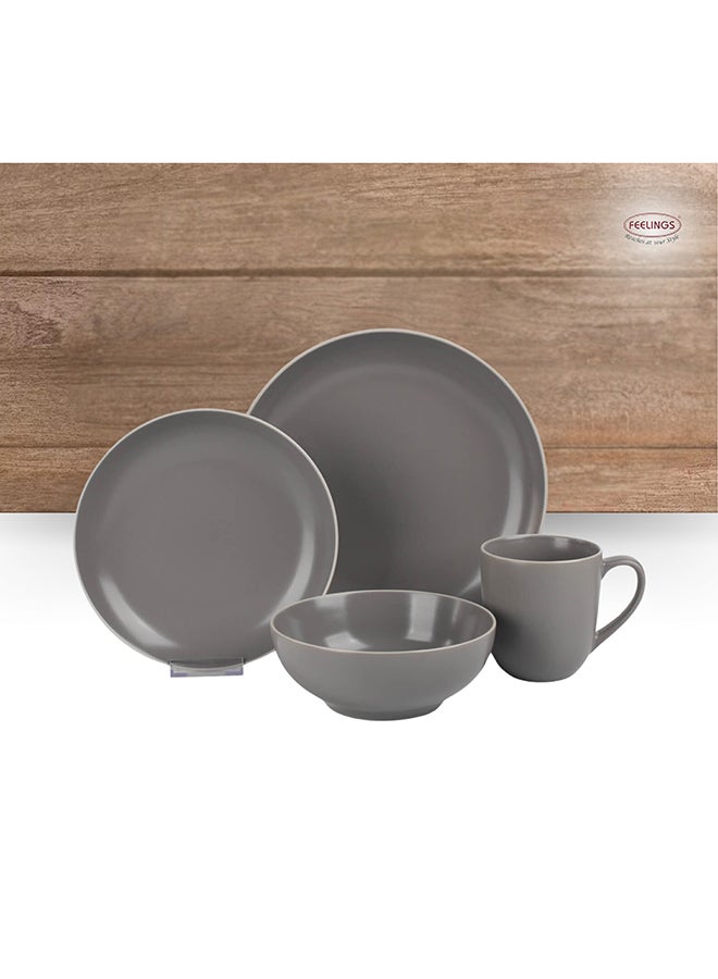 16-Piece Stoneware Cermamic Dinnerware Set Grey