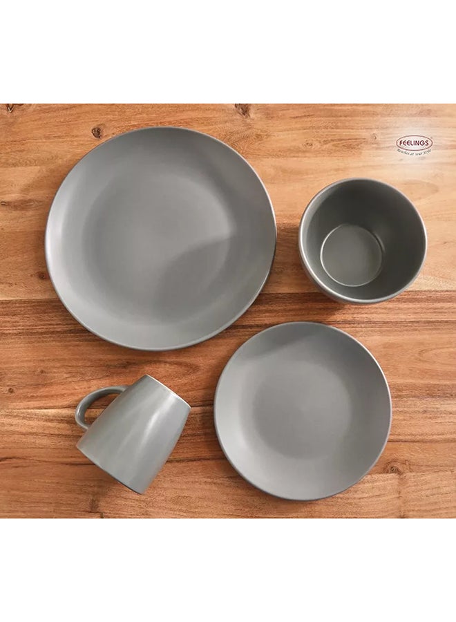 16-Piece Stoneware Cermamic Dinnerware Set Grey