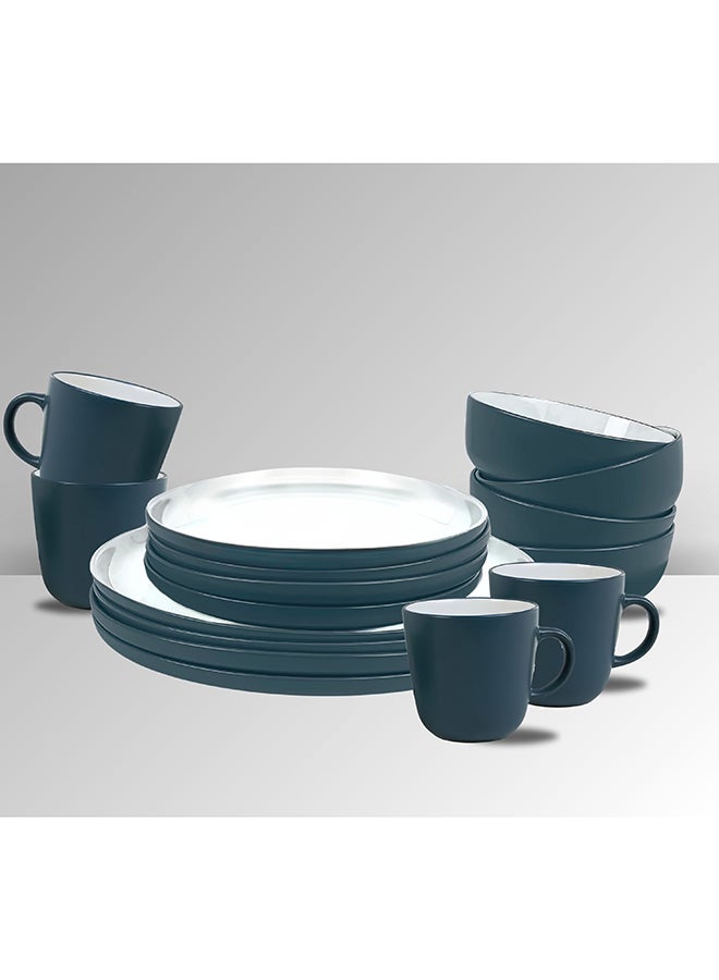 16-Piece Stoneware Cermamic Dinnerware Set Dark Green