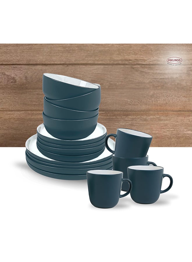 16-Piece Stoneware Cermamic Dinnerware Set Dark Green