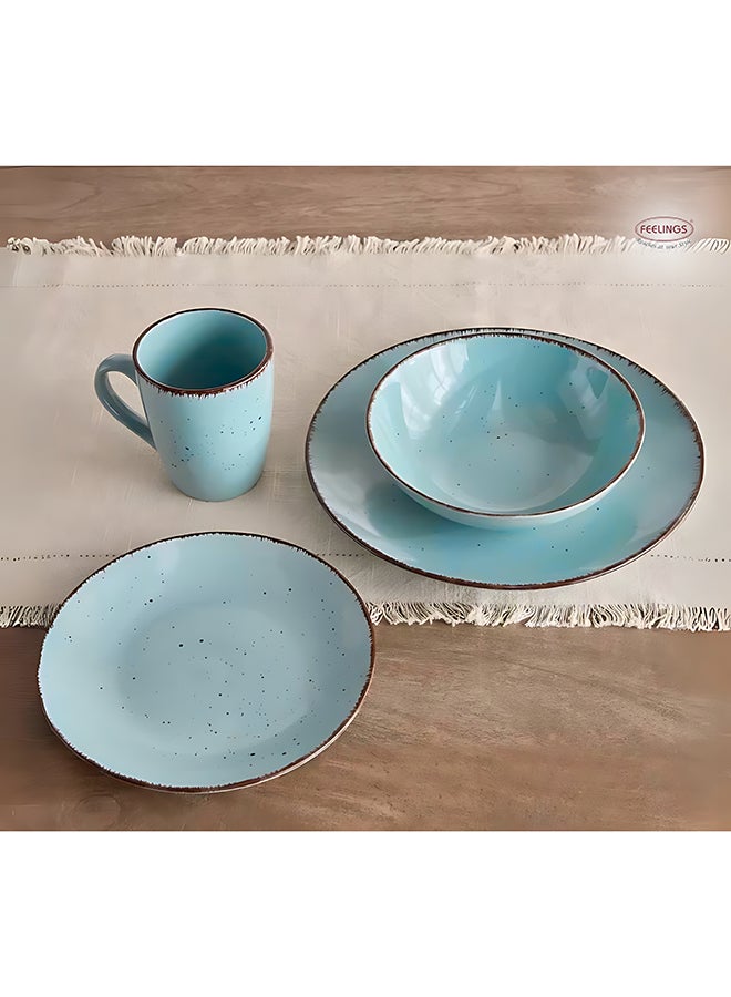 16-Piece Stoneware Cermamic Dinnerware Set Sky Blue