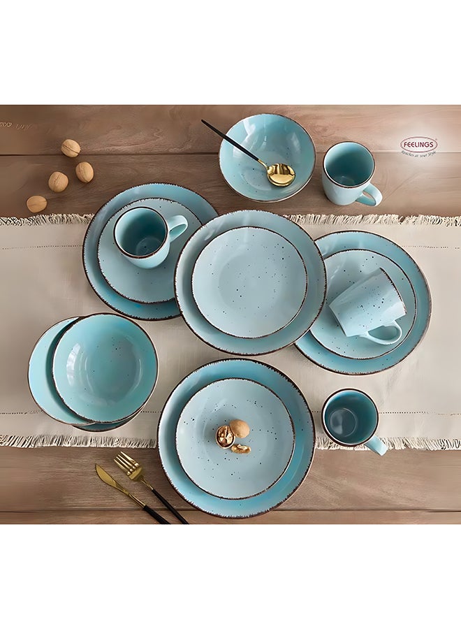 16-Piece Stoneware Cermamic Dinnerware Set Sky Blue