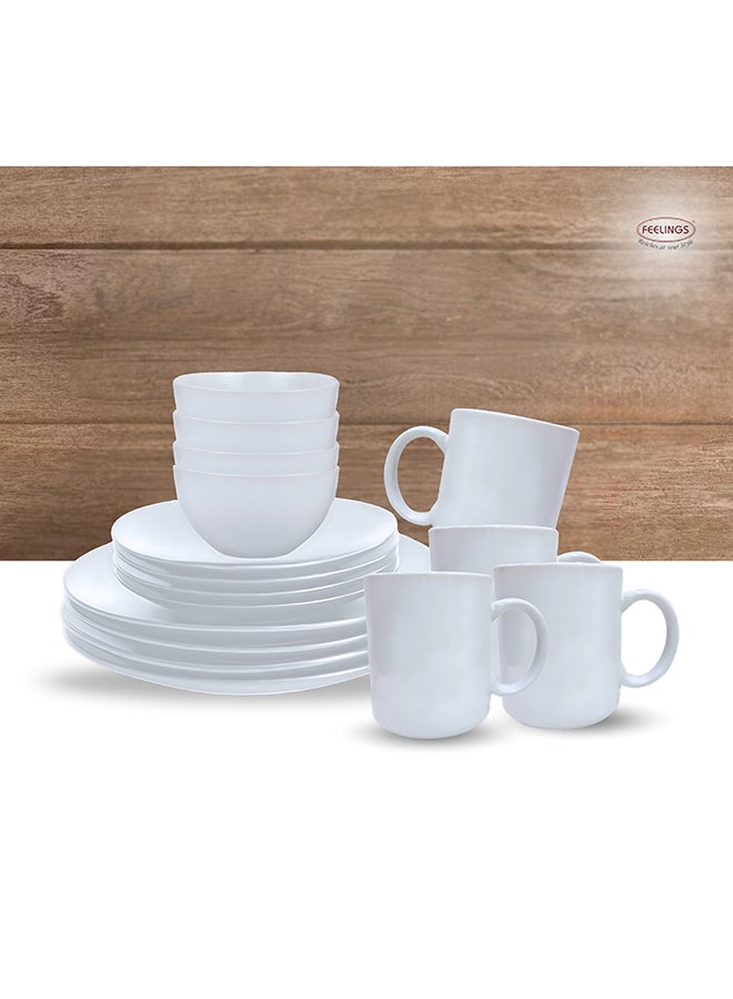 FEELINGS DINNER SET STONEWARE CERAMIC 16 PCS -WHITE