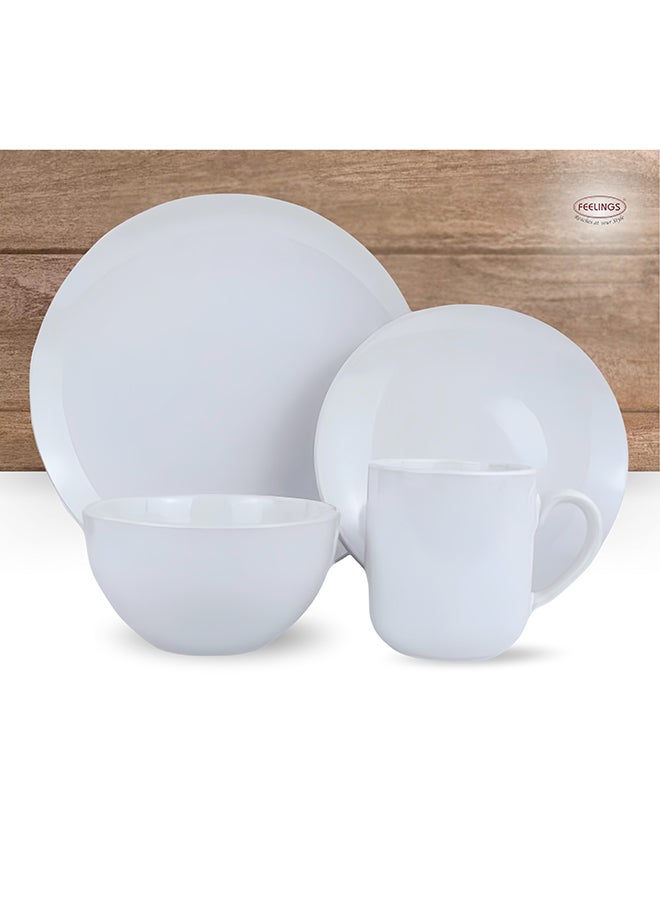 FEELINGS DINNER SET STONEWARE CERAMIC 16 PCS -WHITE