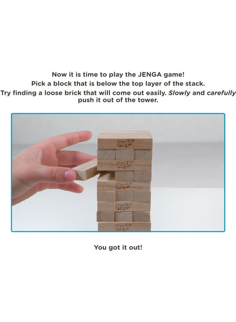 Hasbro Classic Jenga Game with Genuine Hardwood Blocks - Family-Friendly Stacking Tower Game for Kids Ages 6+, Ideal for Parties, Indoor Fun, and Gift Giving - Perfect Birthday Present & All Occasions