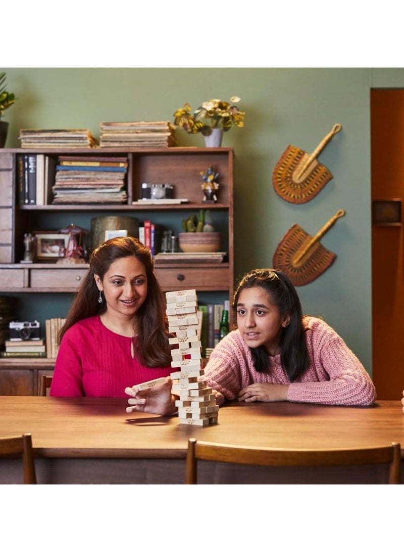 Hasbro Classic Jenga Game with Genuine Hardwood Blocks - Family-Friendly Stacking Tower Game for Kids Ages 6+, Ideal for Parties, Indoor Fun, and Gift Giving - Perfect Birthday Present & All Occasions