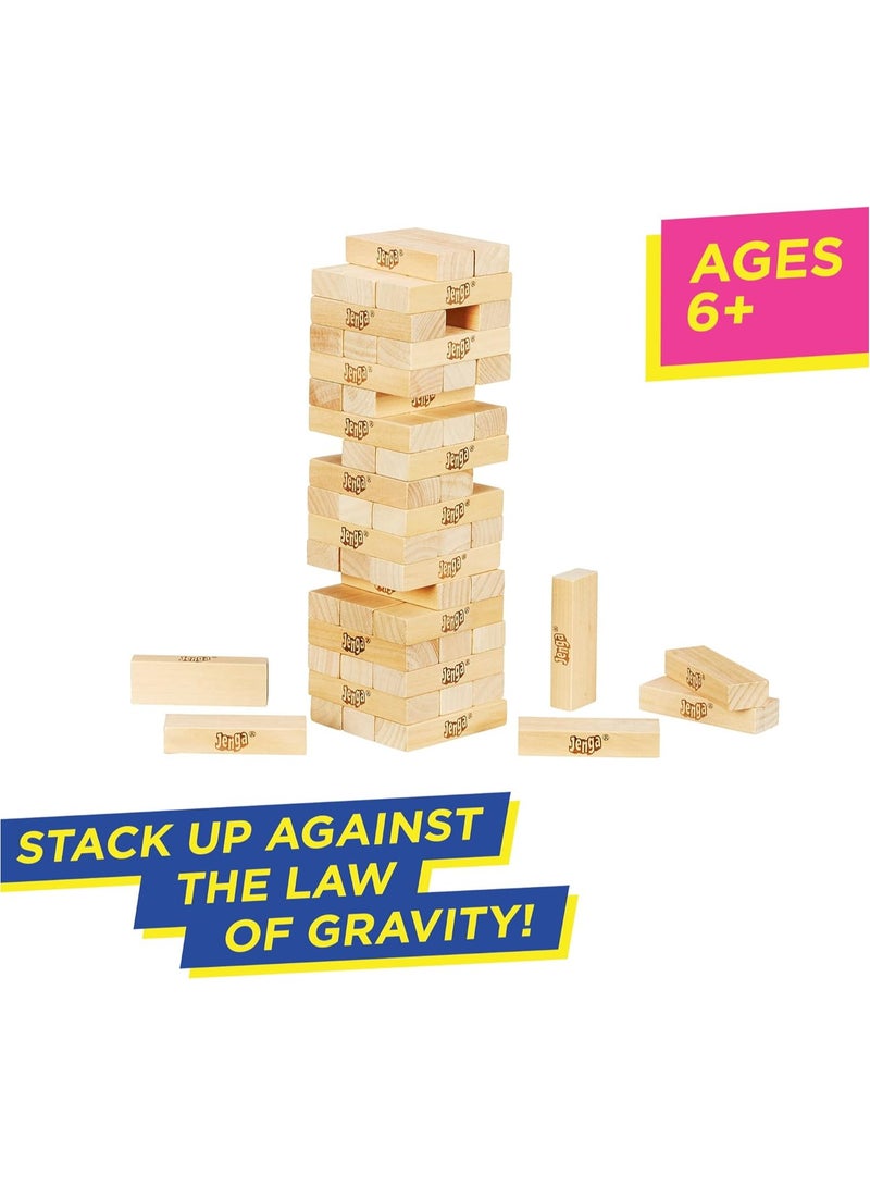 Hasbro Classic Jenga Game with Genuine Hardwood Blocks - Family-Friendly Stacking Tower Game for Kids Ages 6+, Ideal for Parties, Indoor Fun, and Gift Giving - Perfect Birthday Present & All Occasions