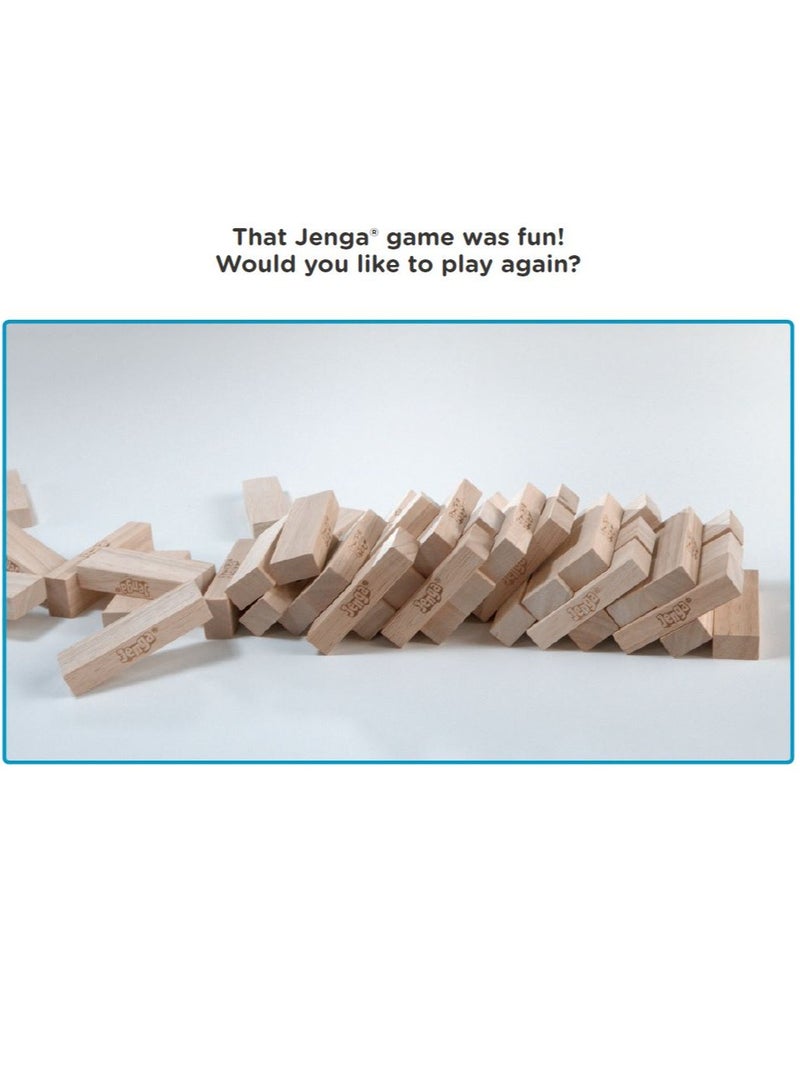 Hasbro Classic Jenga Game with Genuine Hardwood Blocks - Family-Friendly Stacking Tower Game for Kids Ages 6+, Ideal for Parties, Indoor Fun, and Gift Giving - Perfect Birthday Present & All Occasions