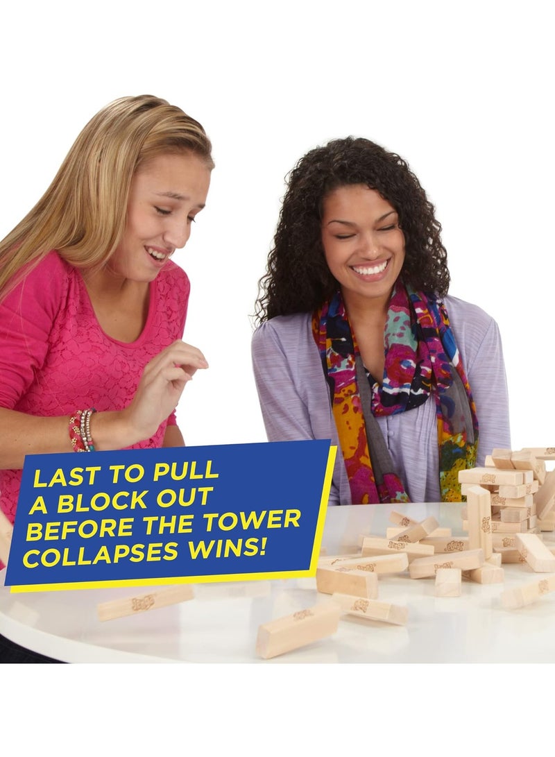 Hasbro Classic Jenga Game with Genuine Hardwood Blocks - Family-Friendly Stacking Tower Game for Kids Ages 6+, Ideal for Parties, Indoor Fun, and Gift Giving - Perfect Birthday Present & All Occasions