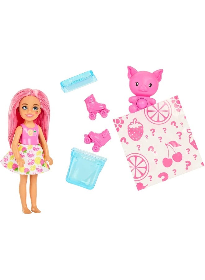 Barbie Pop Reveal Fruit Series Chelsea Doll with 5 Surprises Including Pop-It Pet, Scent & Color Change (Styles May Vary)