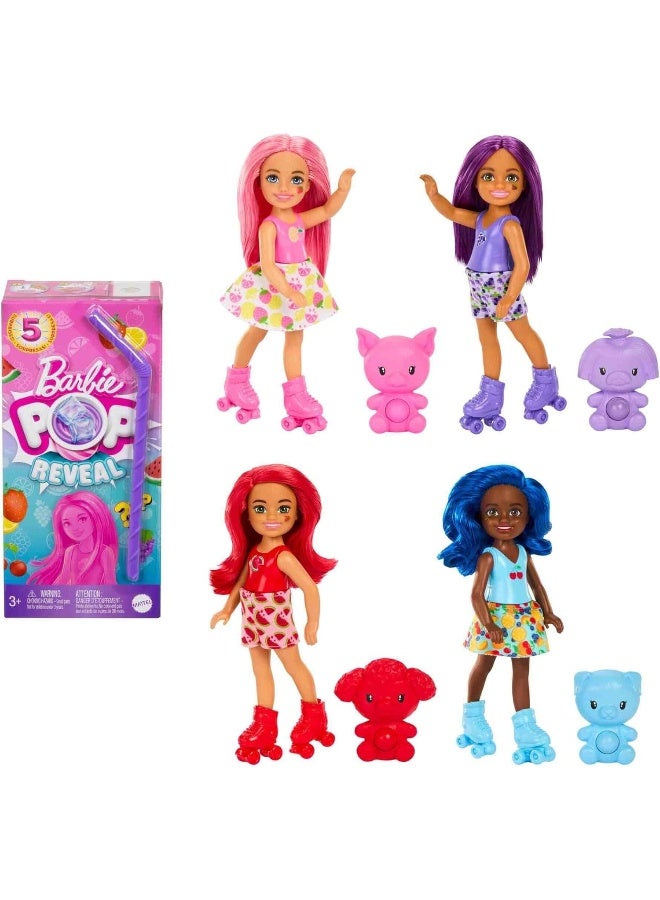 Barbie Pop Reveal Fruit Series Chelsea Doll with 5 Surprises Including Pop-It Pet, Scent & Color Change (Styles May Vary)