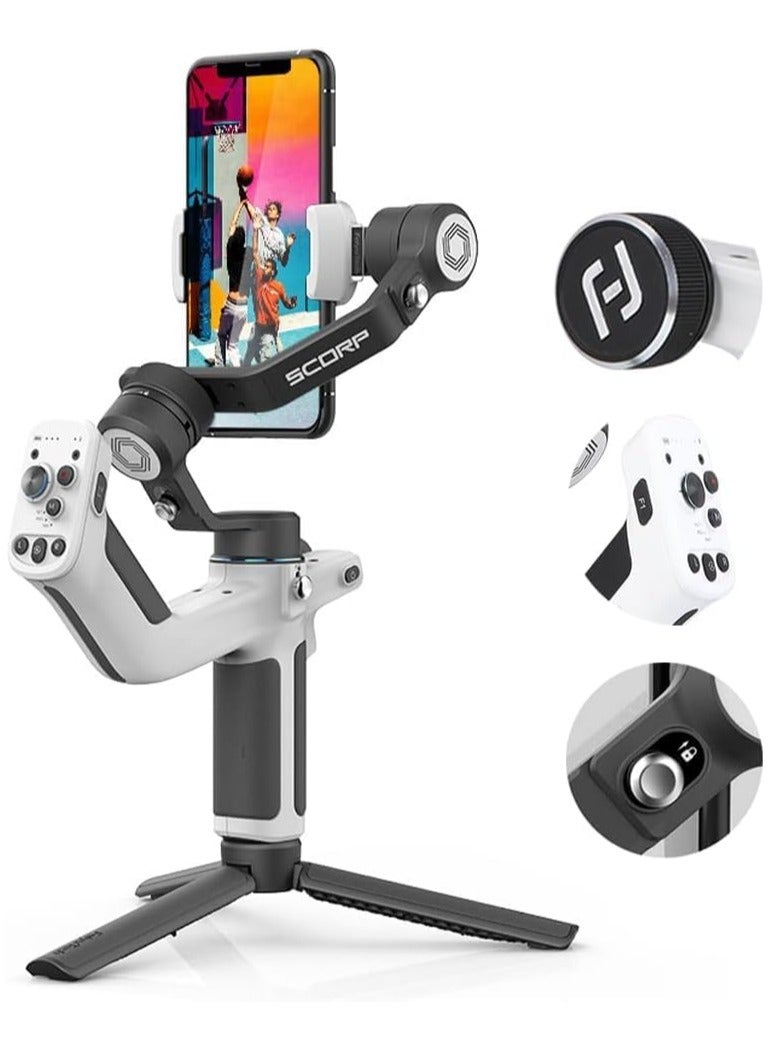 FeiyuTech SCORP Mini P Gimbal Stabilizer for Smartphone,3-Axis Phone Gimbal with ZoomKnob/AI Tracking/Button Control,Stabilizer for iPhone Samsung Huawei MI,Max520g,Tiktok,YouTube Video Recording