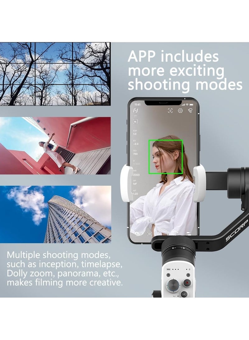 FeiyuTech SCORP Mini P Gimbal Stabilizer for Smartphone,3-Axis Phone Gimbal with ZoomKnob/AI Tracking/Button Control,Stabilizer for iPhone Samsung Huawei MI,Max520g,Tiktok,YouTube Video Recording