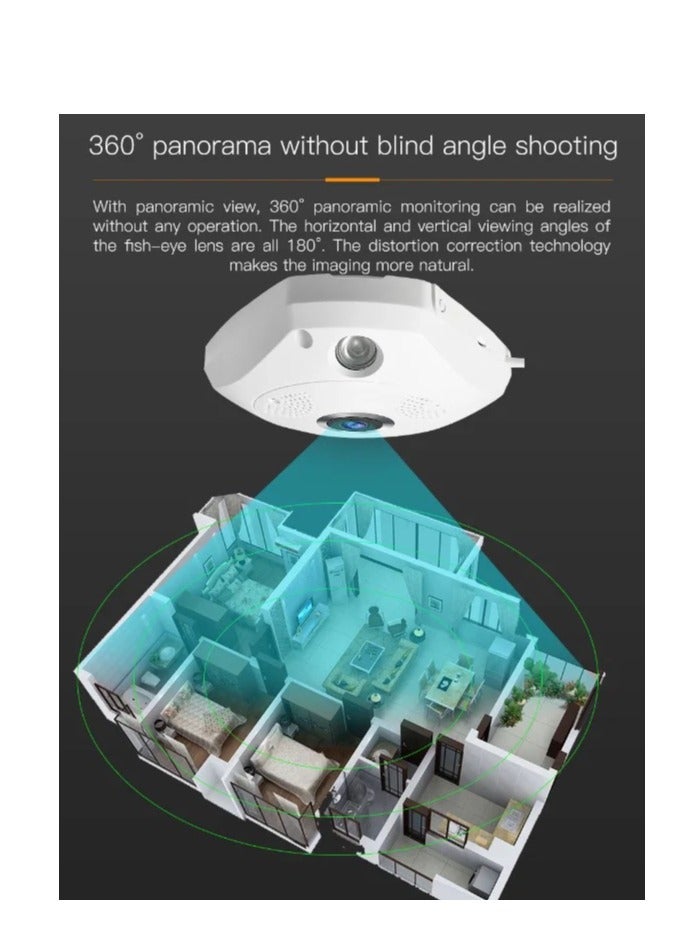 VR Panoramic Triangle High-Definition Panoramic Camera CCTV Camera With 360 °Panoramic Monitoring Without Blind Spots Security Camera Home Camera Ceiling or Walls HD 1080P Night Vision Motion Detector & Two-Way Audio for Front-Door Home Business