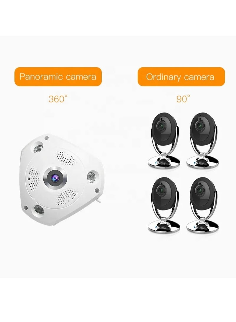 VR Panoramic Triangle High-Definition Panoramic Camera CCTV Camera With 360 °Panoramic Monitoring Without Blind Spots Security Camera Home Camera Ceiling or Walls HD 1080P Night Vision Motion Detector & Two-Way Audio for Front-Door Home Business